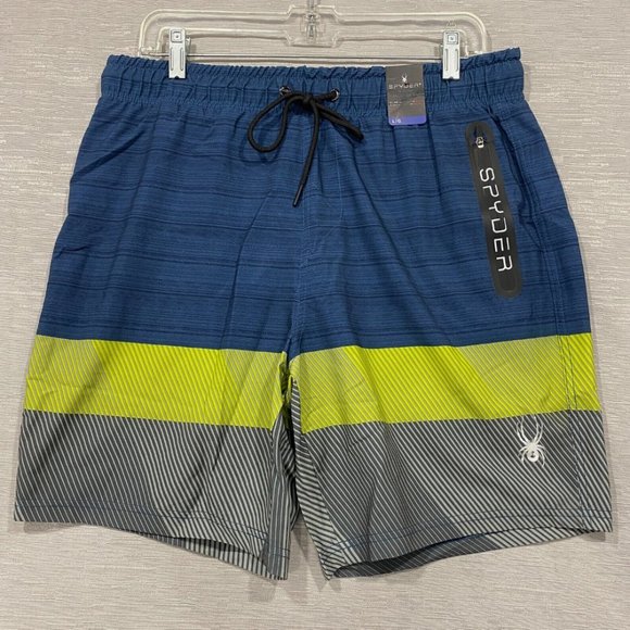 SPYDER Blue Swim Shorts Mens Sizes S M L XL 2XL Quick Dry UPF 30+ Boxer Lined - Picture 3 of 9